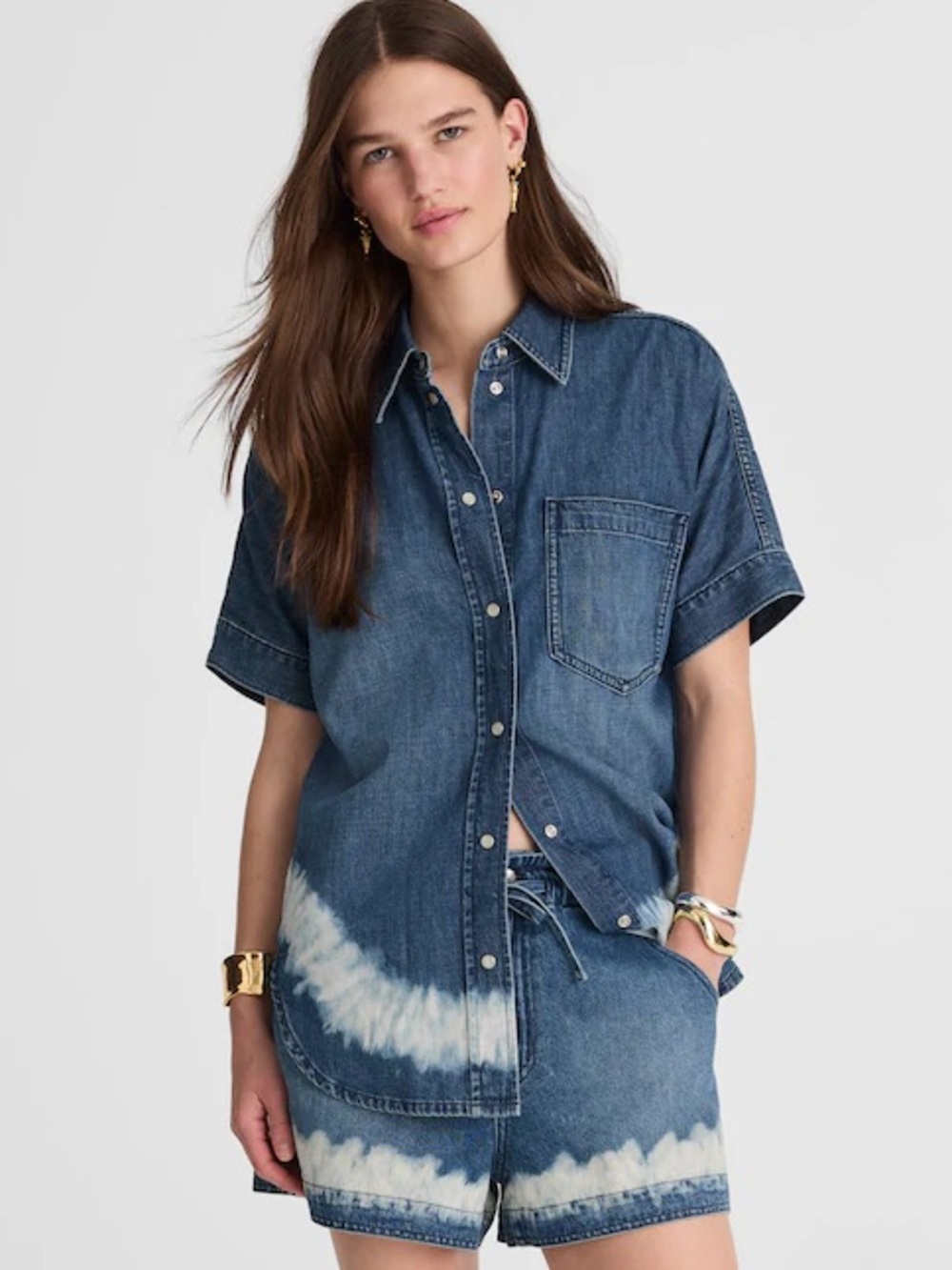 Madewell Shibori Denim Short-Sleeve Shirt